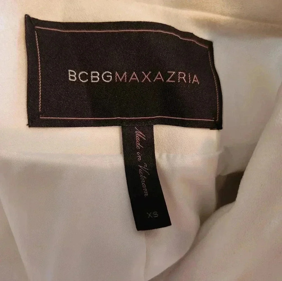 BCBG White Cropped Sleeve Blazer preppy business casual Formal Collared suit off - Picture 5 of 10